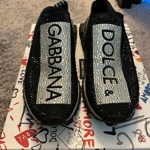 Dolce & Gabbana Black and Silver Embellished Sneakers